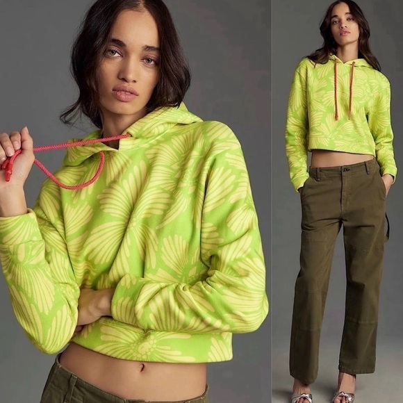 FARM Rio Tops - FARM Rio Neon Green Leaf Hoodie